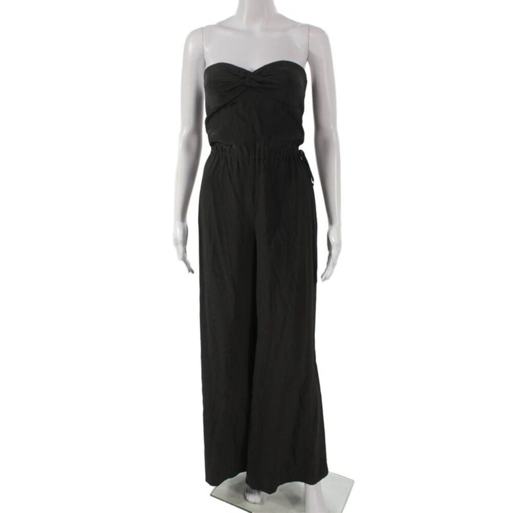 Jay Godfrey Womens Silk Sweetheart Jumpsuit Black Sleeveless Drawstring Size 2